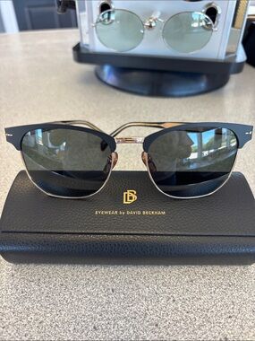 David Beckham Black & Gold Clubmaster Sunglasses